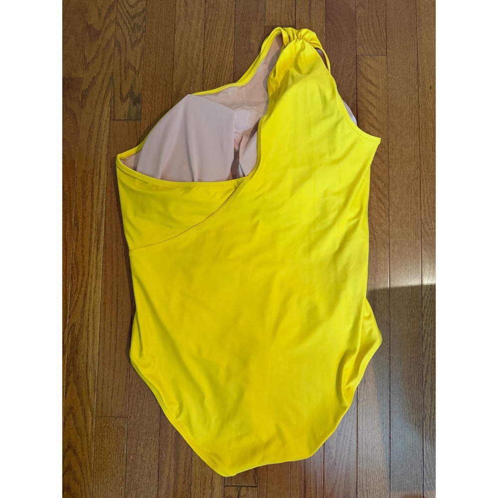 J.Crew | One-Shoulder Ruched One Piece Swimsuit Plus Size 20 Yellow BC108 - Picture 5 of 10